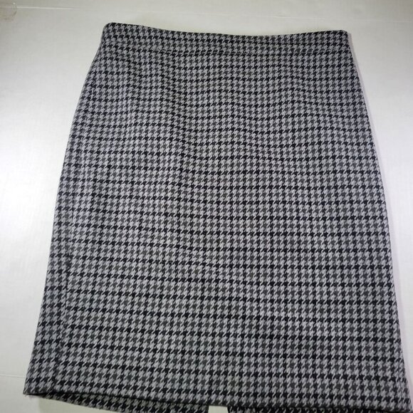 J.Crew Woman Black/White Houndstooth Workwear Wool Blend Pencil Skirt Size 8 - Picture 1 of 7